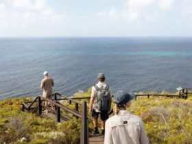 Tourists pausing along the beach path to admire the ocean views