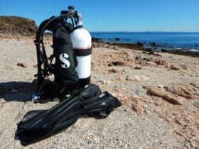 Full scuba gear ready to go and is available to hire from Pilbara Dive and Tours