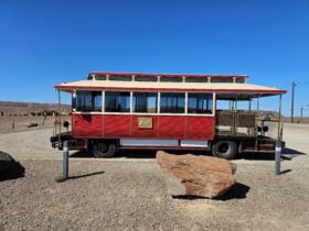 The Ruby Tram at the Superpit Lookout