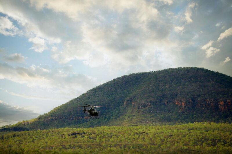 Mount Hart Wilderness Lodge located on the Gibb River Road Helicopter flying around the Kimberley
