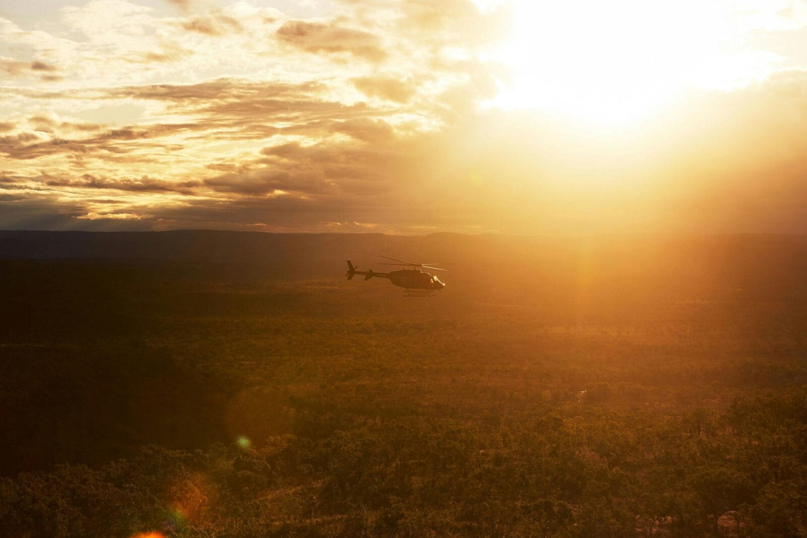 Mount Hart Wilderness Lodge located on the Gibb River Road Helicopter flying around the Kimberley