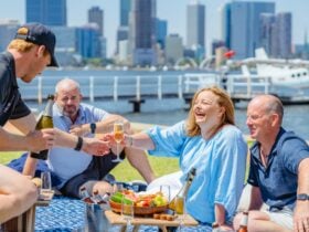Part of the Sip & Scenic package, customers enjoy a picnic on the South Perth foreshore pre flight.